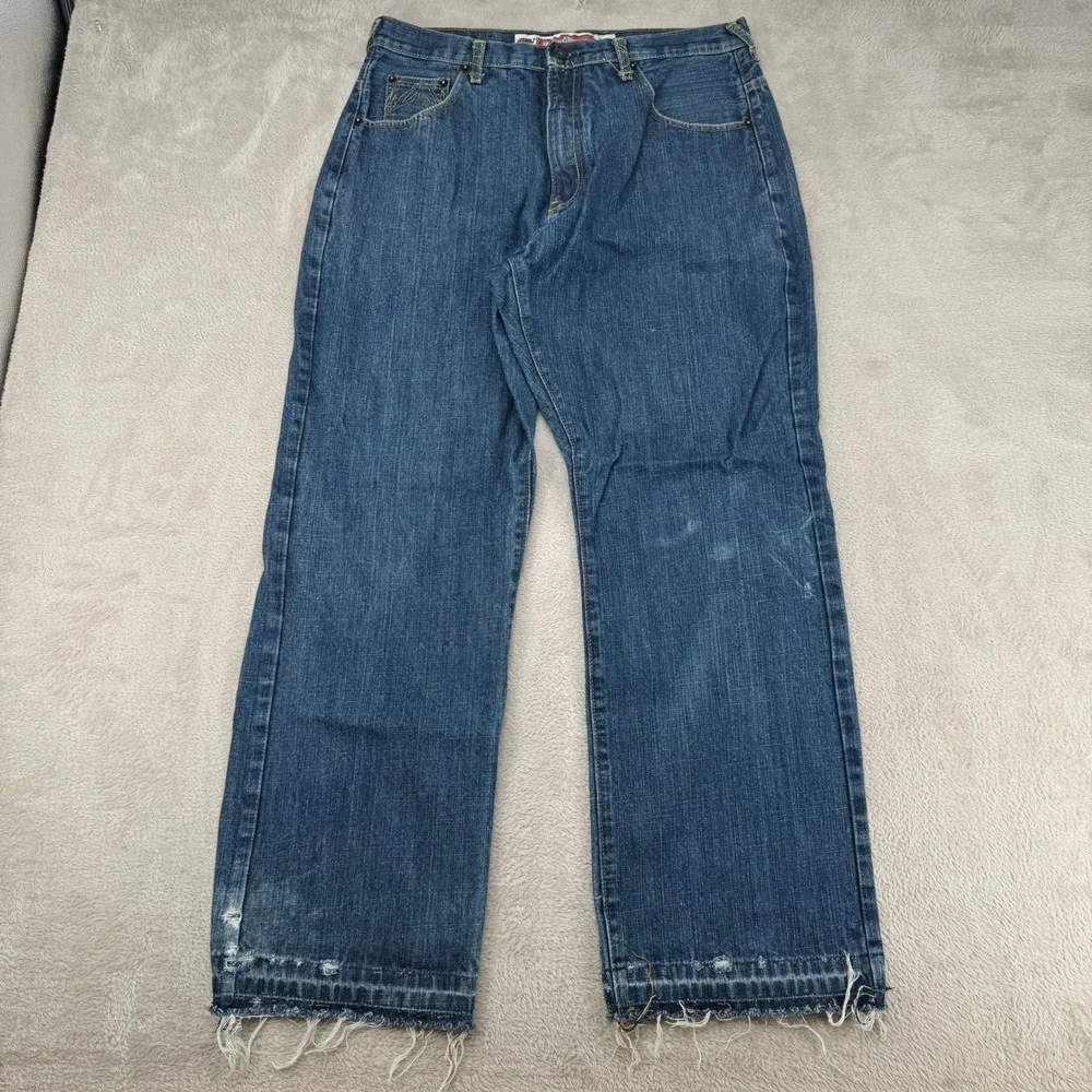 Vintage Y2K‎ Stone Touch Jeans Mens 36x32 Preowned Blue Denim Raw Hem Streetwear
